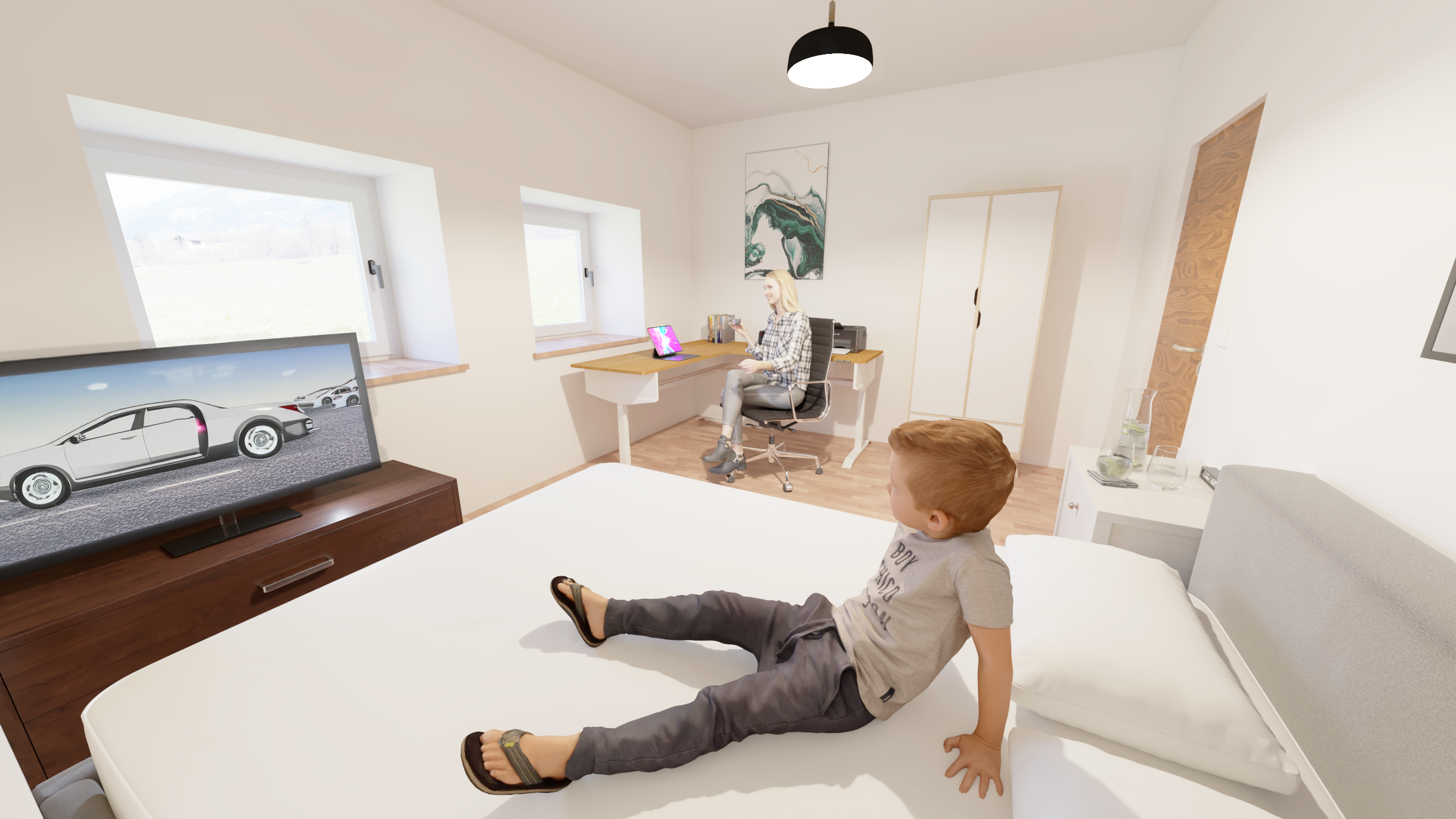 Visualisierung, Innenansicht, Schlafzimmer, Wohnung, Reinach, AG